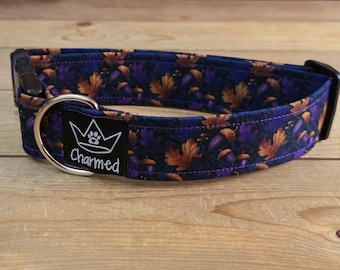 13"-26" Fall Dog Collar 1.5" Width, Pet Collar, Medium, Large, XL Dog Collar, Autumn Collar, Leaves, Seasonal Collar, Buckle Collar