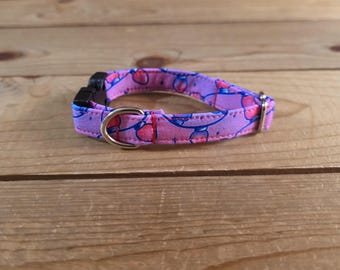 6"-12" Christmas Dog Collar 1/2" Width, Pet Collar, XS, Small, Cat, Dog Collar, Holiday Collar, Side Release Buckle, Santa, Lights, Tree