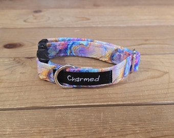 9"-18" Holographic Agate Dog Collar 3/4" Width, Pet Collar, Small Dog Collar, Holographic, Crystal Collar, Agate, Sparkles, Flashy Dog
