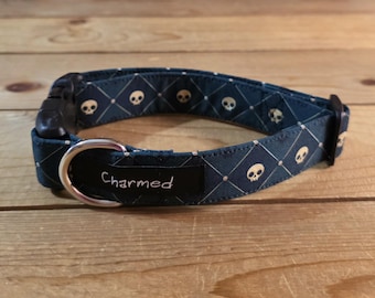 11"-21" Dog Collar 1" Width, Pet Collar, Medium, Large, XL, Fun Dog Collar, Skull Dog Collar, Green Skull Collar, 1" Side Release Buckle