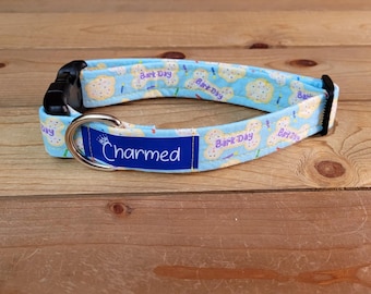 11"-22" Birthday Dog Collar 1" Width, Pet Collar, Medium, Large, Small, Bark Day, Gotcha Day, Celebration Dog Collar