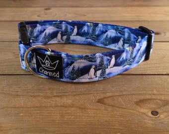 13"-26" Winter Dog Collar 1.5" Width, Pet Collar, Small, Medium, XL, Large Dog Collar, Winter Dog, Seasonal Buckle Collar, Snowflake
