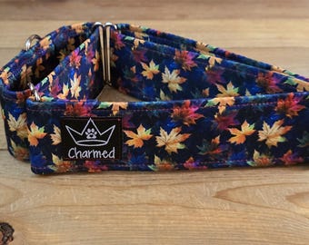 16"-29" Fall Martingale 2" Width, Pet Collar, Medium, Large, XL Dog Collar, Autumn Collar, Leaves, Seasonal Collar, Martingale Collar