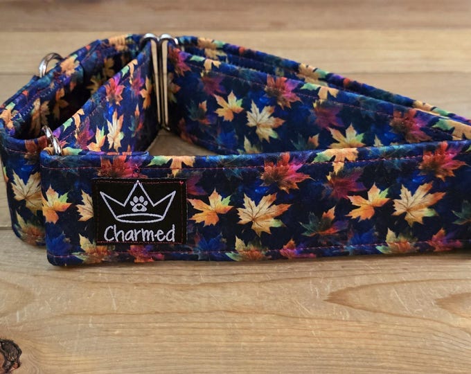 Featured listing image: 16"-29" Fall Martingale 2" Width, Pet Collar, Medium, Large, XL Dog Collar, Autumn Collar, Leaves, Seasonal Collar, Martingale Collar