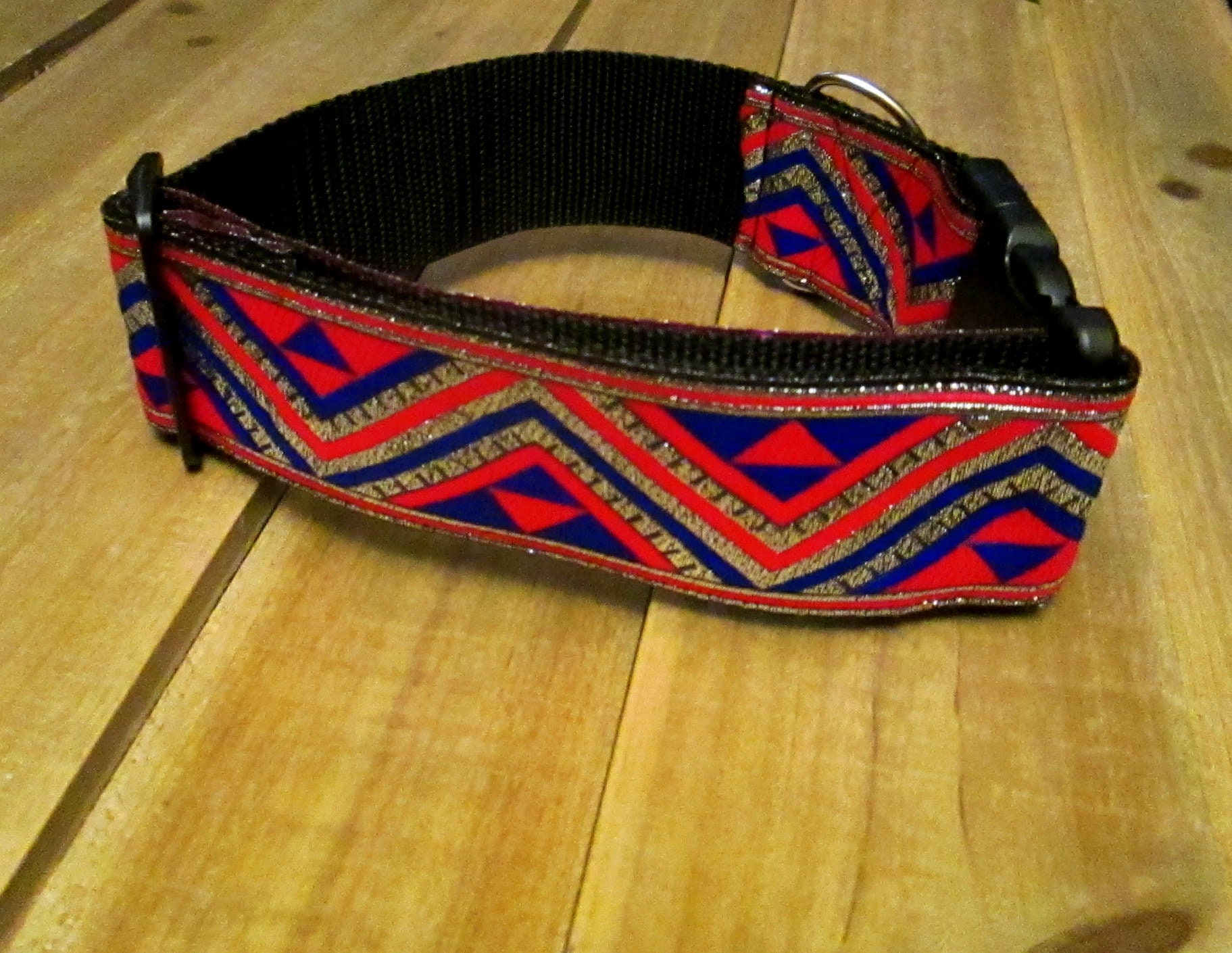 1328 Harmonious Hounds Dog Collar 2 width, Large Pet Collar, Jacquard