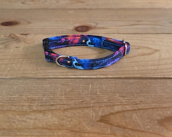 5.5"-10" Breakaway Collar 3/8" Width, Pet Collar, XS, Small, Cat, Tiny Collar, Kittens, Teacup, Breakaway Collar, Galaxy, Outerspace