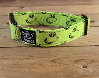 13"-26" Christmas Dog Collar 1.5" Width, Pet Collar, Small, Medium, Large Dog Collar, Holiday Collar, Side Release Buckle, Santa, Lights