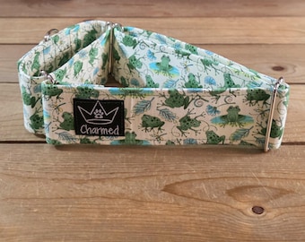 14"-27" Martingale Collar 1.5" Width, Pet Collar, Medium, Large, Frog Collar, Colorful, Fun Collar, Silly Froggy, Boy