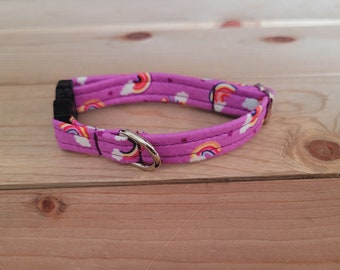 6"-12" Dog Collar 1/2" Width, Pet Accessory, Fabric Collar, Pet Collar, Tiny Collar, Small, 1/2 Inch, Dog or Cat, Rainbow, Purple Collar