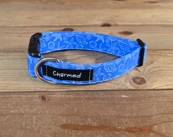 11"-22" Dog Collar 1" Width, Pet Collar, Medium, Small, Large, Big Dog Collar, Ocean, Summer, Seashell Dog Collar