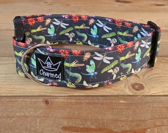 14"-28" Dog Collar 2" Width, Pet Collar, Medium, Small, Large, Big Dog Collar, Summer, Bugs Dog Collar, Bees