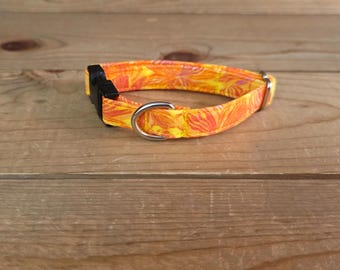 6"-12" Floral Dog Collar 1/2" Width, Pet Collar, XS, Small, Cat, Dog Collar, Floral Collar, Flowers, Hibiscus, Buckle Collar