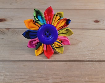 3.5" Kanzashi Flower, Hook and Loop Backing, Collar or Harness Flower, One Size Fits All, Dog Flower, Girly Flower, Pet Supplies