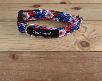8"-16" Dog Collar 3/4" Width, Pet Collar, Small Dog Collar, Medium Collar, Large, 4th of July, Patriotic, Red White & Blue Collar, Holiday