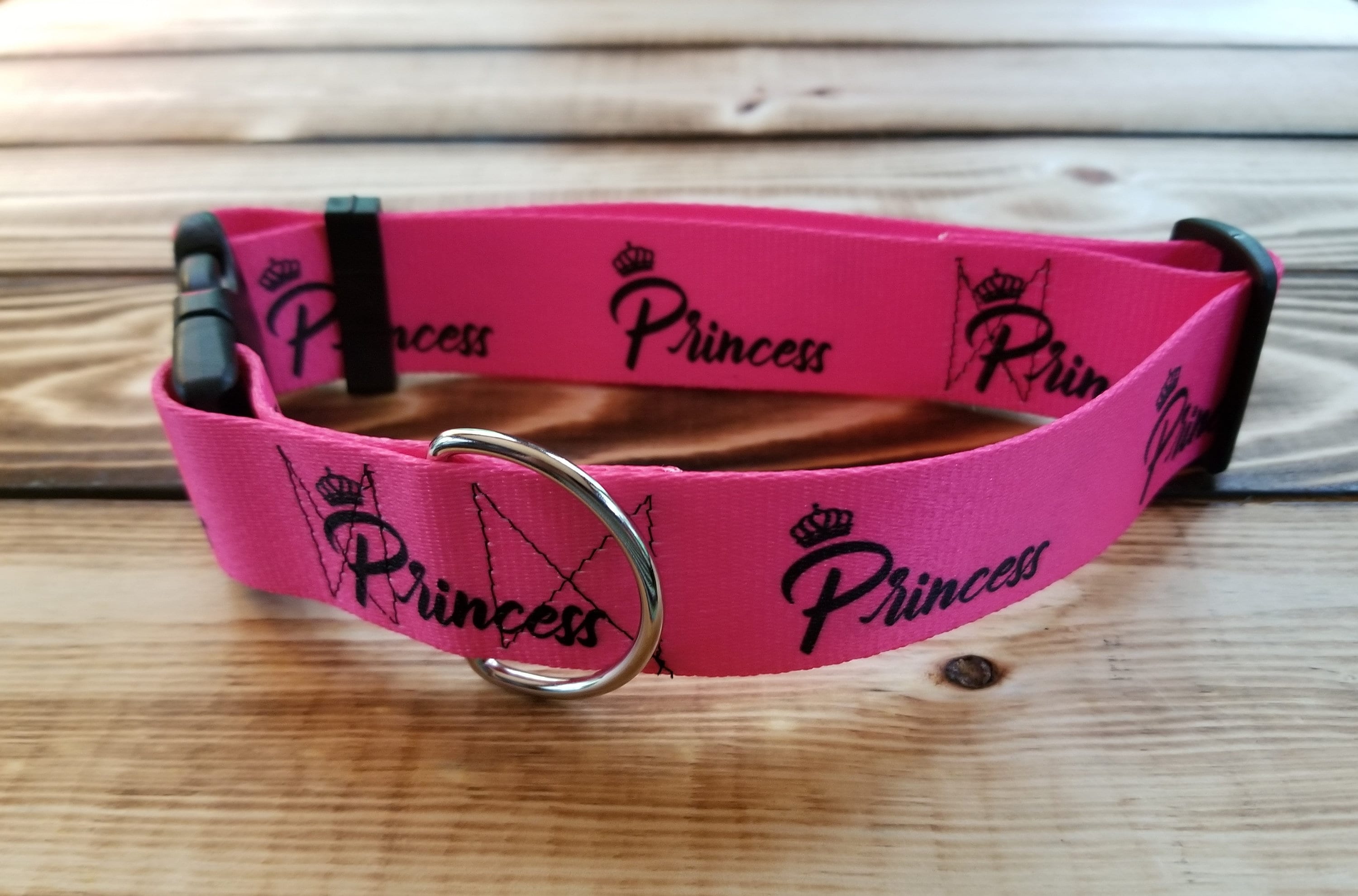 1428 PRINCESS Dog Collar 1.5 Width, Pink Dog Collar, Princess, Girly