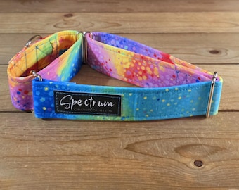 14"-27" Spectrum Martingale Collar 1.5" Width, Pet Wear, Small, Medium, Large Dog Collar, XL, Colorful, Fun, Vibrant, Spectrum, Martingale