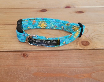 9"-17.5" Dog Collar 3/4" Width, Pet Collar, Small, Medium Collar, Sun Collar, Galaxy Collar, Cottagecore, Outerspace, Boho, Rockets