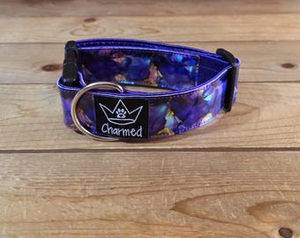 10"-18" PETITE Holographic Dog Collar 1.5" Width, Small, Medium, Colorful, Satin Lined, Vinyl