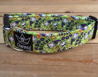 13"-26" Swear Halloween Dog Collar 1.5" Width, Small, Medium, Large, XL, Halloween, Tricky or Treat, Spooky Dog, Boo Bitches