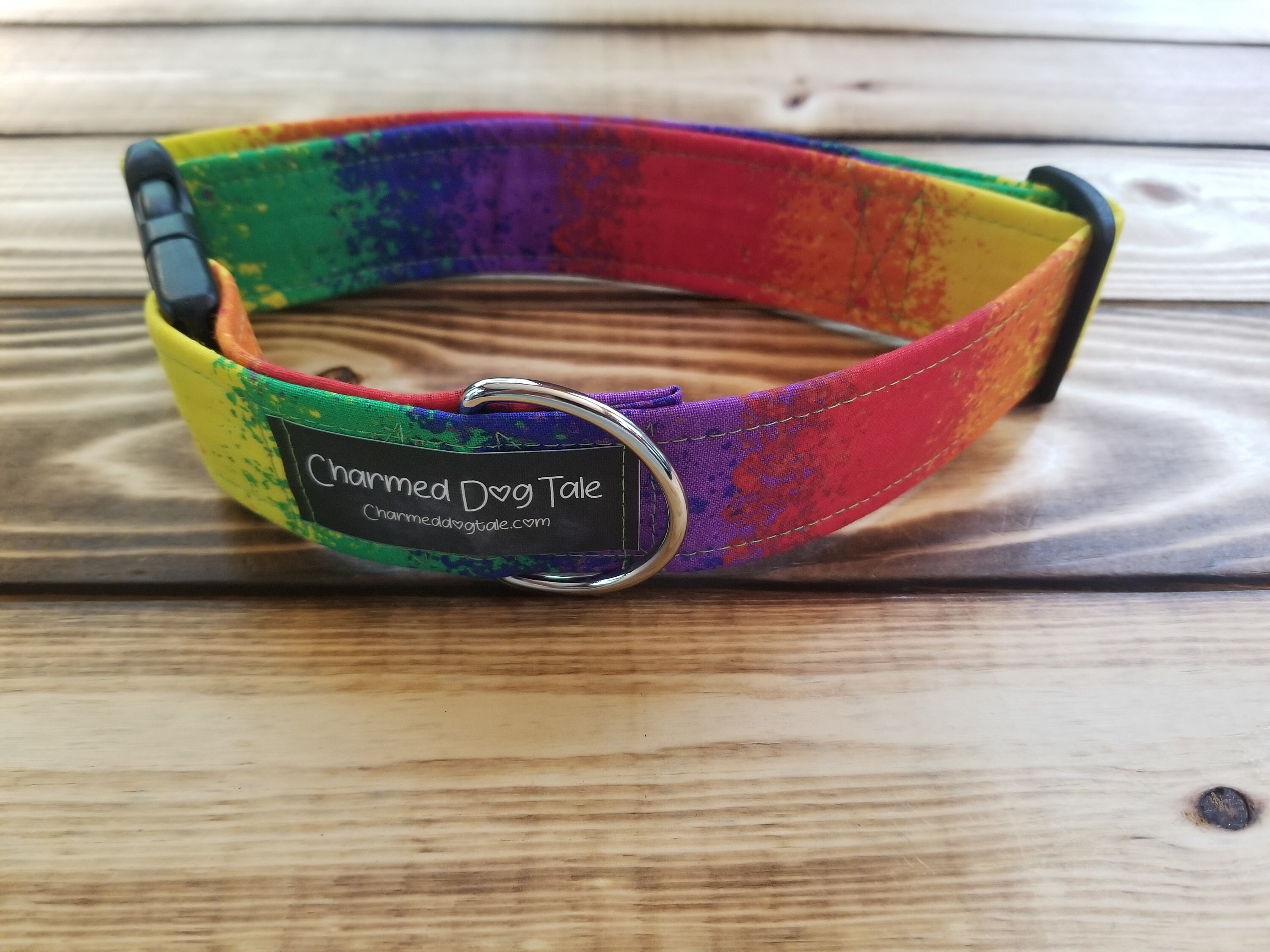 1426 Rainbow Dog Collar 1.5 Width, Pet Accessory, Fabric Collar, Pet