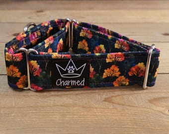 12"-20" PETITE Fall Martingale 1.5" Width, Pet Collar, Medium, Large, XL Dog Collar, Autumn Collar, Leaves, Seasonal Collar, Martingale