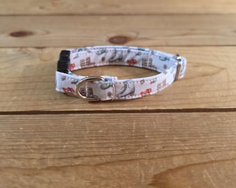 6"-12" Christmas Dog Collar 1/2" Width, Pet Collar, XS, Small, Cat, Dog Collar, Holiday Collar, Side Release Buckle, Santa, Lights, Tree