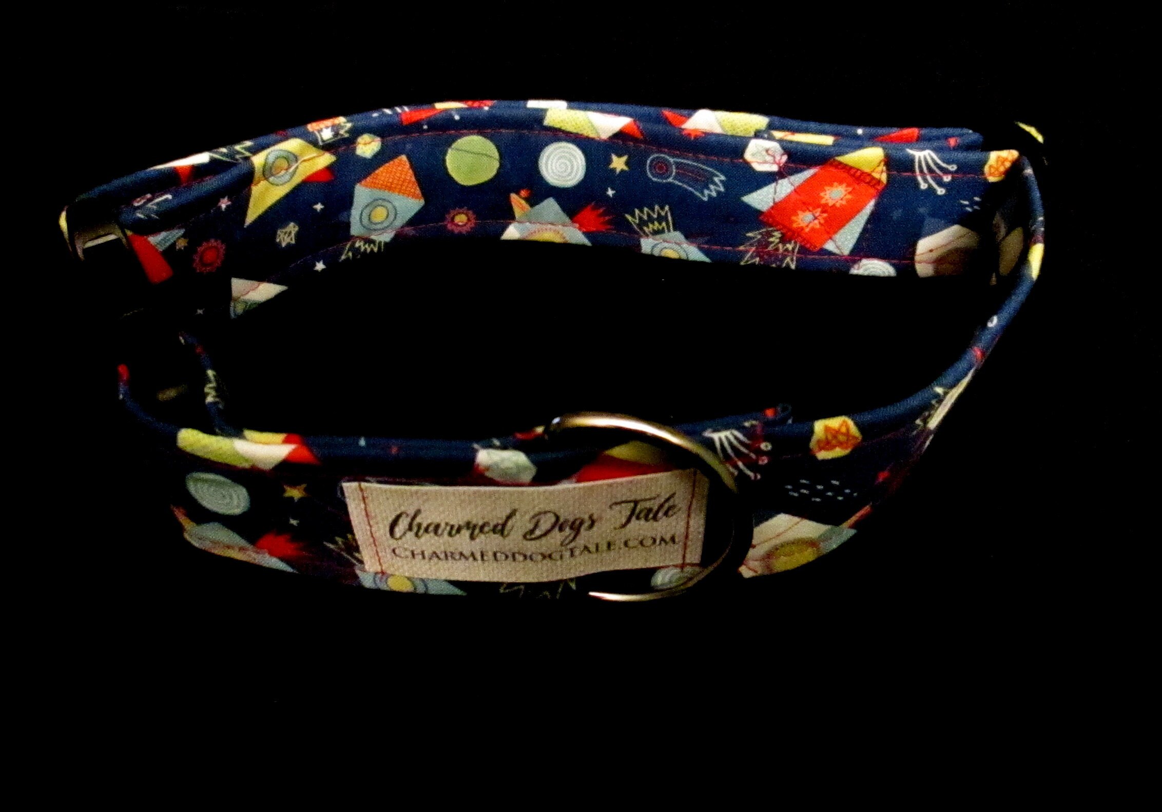1630 Rockets Pet Collar 1.5 width, Fun Dog Collar, Fabric Collar, Pet