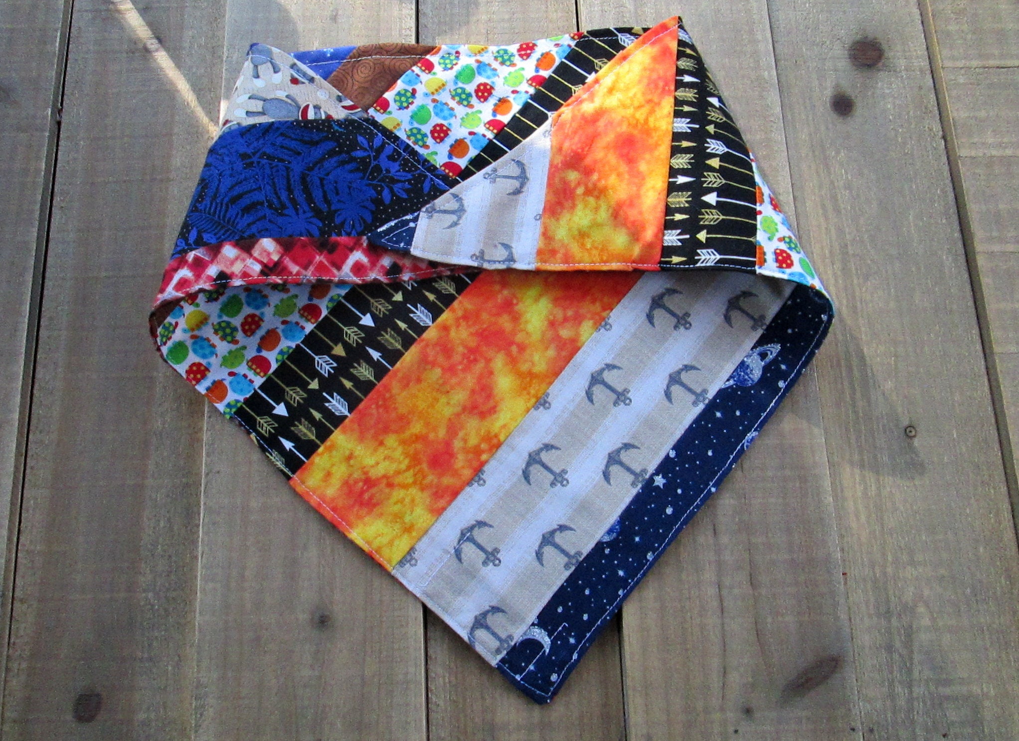 25 Patchwork Pups Doggy Bandana, Tie On Bandana, DogDana, Cotton, Fun