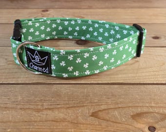 13"-26" St. Patrick's Day Dog Collar 1.5" Width, Pet Collar, XL, Large, Medium, Small Dog Collar, Holiday Collar, Lucky, Pot of Gold, Clover