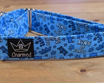 14"-27" Martingale Collar 1.5" Width, Pet Collar, Medium, Large, XL, Martingale Dog Collar, King Of Farts, Boy Dog Collar, Dog Farts, Funny
