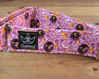14"-28" Moon Martingale Collar 2" Width, Pet Collar, Medium, Large, XL, Celestial Dog Collar, Bee Dog Collar, Cottagecore
