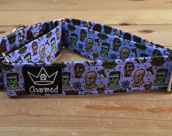 14"-27" Halloween Martingale Collar 1.5" Width, Small, Medium, Large, XL, Halloween, Holiday Martingale, Tricky or Treat, Spooky Dog