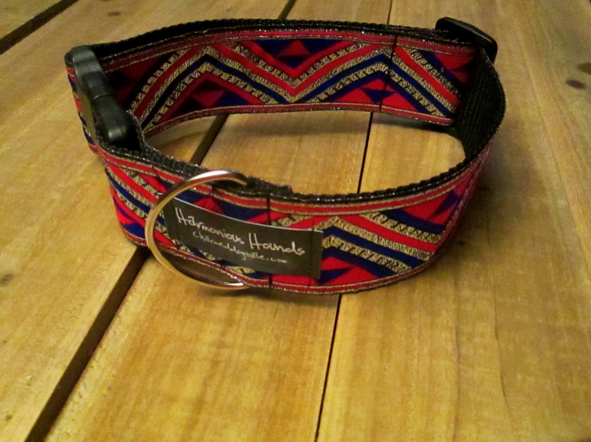 1328 Harmonious Hounds Dog Collar 2 width, Large Pet Collar, Jacquard