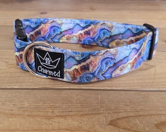 13"-26" Holographic Agate Dog Collar 1.5" Width, Pet Collar, Medium, Large, XL, Holographic, Crystal Collar, Agate, Sparkles, Flashy Dog