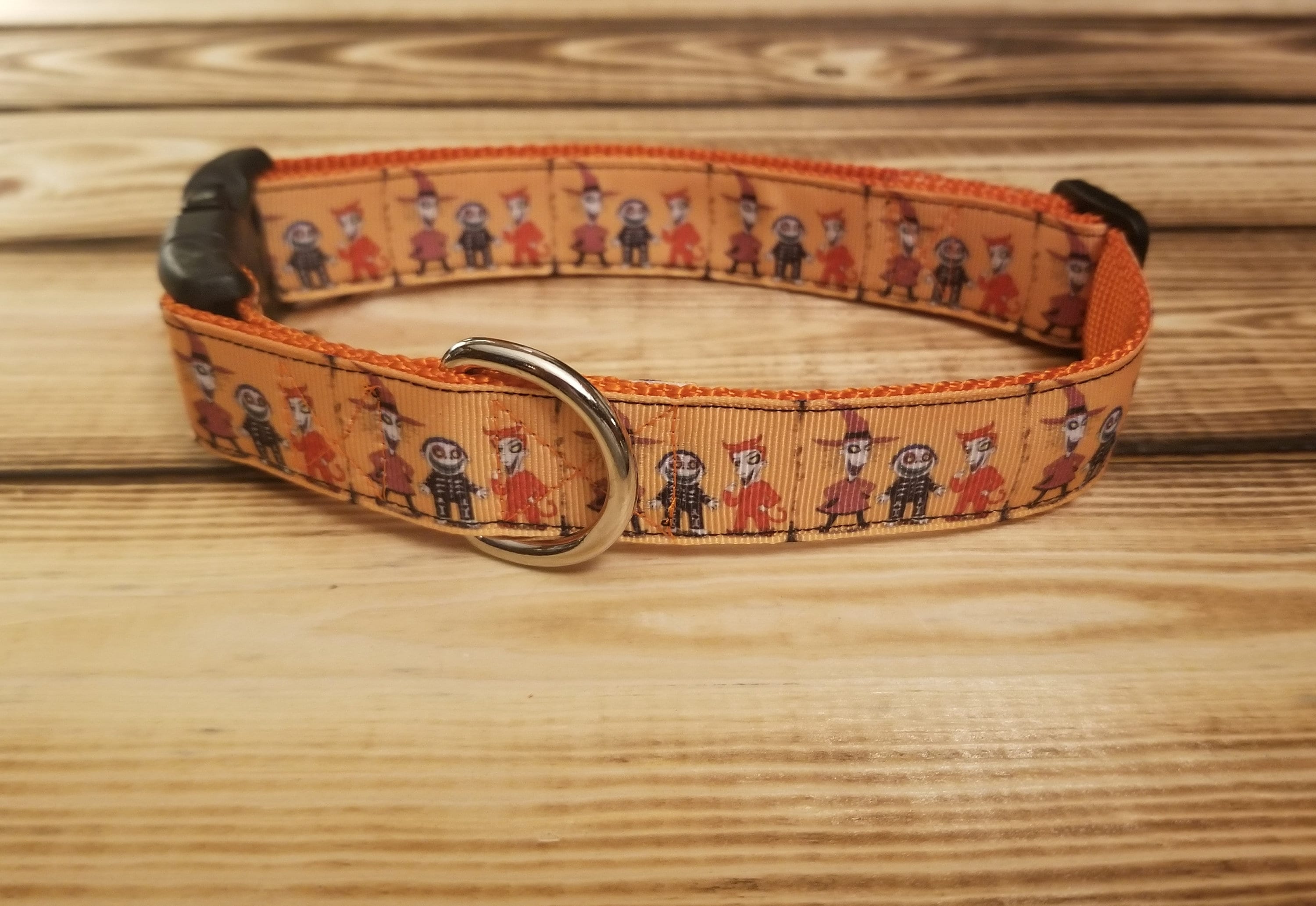 1323 Ribbon Halloween Dog Collar 1 width, Pet Collar, Fabric Collar