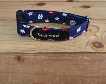 8"-16" Dog Collar 3/4" Width, Pet Collar, Small Dog Collar, Medium Collar, Large, 4th of July, Patriotic, Red White & Blue Collar, Holiday