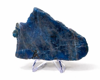 Blue Apatite Slab, 4"×3", 6.90oz, Stand Included