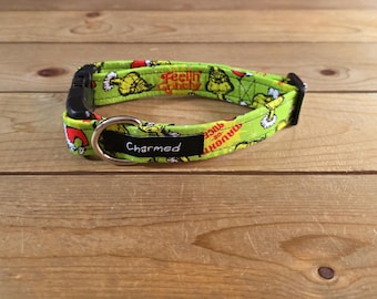 11"-21" Christmas Dog Collar 1" Width, Pet Collar, Small, Medium, Large Dog Collar, Holiday Collar, Side Release Buckle, Santa, Lights