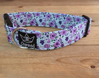 13"-26" Dog Collar 1.5" Width, Neon Collar, Medium, Large, XL, Summer Dog Collar, Floral Dog Collar, Flowers Buckle Collar, Roses