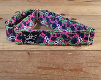 14"-27" Martingale Collar 1.5" Width, Pet Collar, Medium, Large, Big Dog Collar, Blackberry Martingale, Summer Fruit