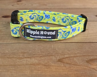 11"-22" Neon Tie Dye Dog Collar 1" Width, Pet Collar, Medium, Large, XL, Neon, Tie Dye Dog Collar, Buckle Dog Collar, Hippie Hound
