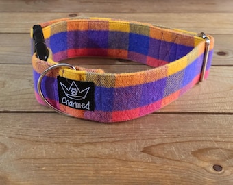 14"-28" Fido's Flannel Dog Collar 2" Width, Pet Collar, Small, Medium, Large, XL, Dog Collar, Mammoth Flannel, Warm Collar, Plaid