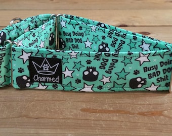 15"-28" Swear Martingale Collar 2" Width, Medium, Large, XL, Explicit, Naughty Collar, Funny, Explicit, Busy Doing Bad Dog Shit