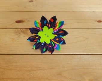 3.5" Kanzashi Flower, Hook and Loop Backing, Collar or Harness Flower, One Size Fits All, Dog Flower, Girly Flower, Pet Supplies