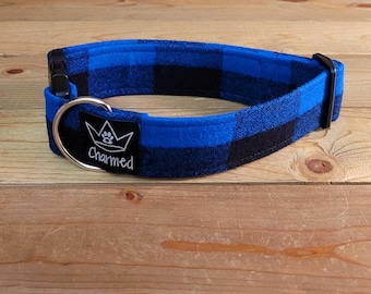 13"-26" Fido's Flannel Dog Collar 1.5" Width, Pet Collar, Small, Medium, Large, XL, Dog Collar, Mammoth Flannel, Warm Collar, Plaid