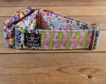 14"-27" Character Patchwork Pups Martingale Collar 2" Width, Pet Collar, Medium, Large, XL, Patchwork Martingale, Girl Martingale