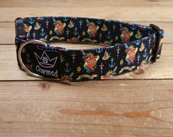 13"-26" Dog Collar 1.5" Width, Pet Collar, Medium, Small, Large, XL, Mom Dog Collar, Tattoo Dog Collar, Boy Collar