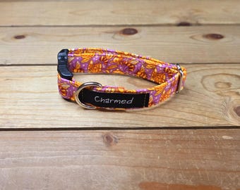 9"-18" Dog Collar 3/4" Width, Pet Collar, Small, Medium Collar, Tea, Bee Collar, Cottagecore, Bee's & Tea's