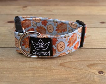 10"-18" PETITE Fall Dog Collar 1.5" Width, Small Collar, Medium, Large, XL Dog Collar, Autumn Collar, Leaves, Seasonal Collar, Buckle Collar