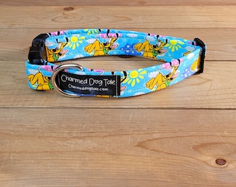 12"-24" Pluto Dog Collar 1" Width, Pet Collar, XL, Large, Medium, Pet Supplies, Cartoon Dog Collar, Pluto Collar